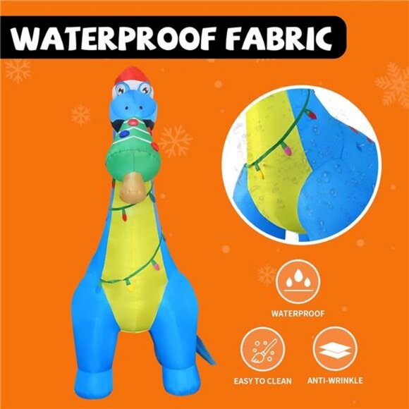 10ft Christmas Inflatables Outdoor, Blow Up Dinosaur Christmas Tree Inflatable